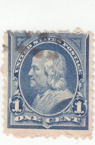 Scott # 247 - 1c Blue - Franklin -  Used - SCV - $4.00
