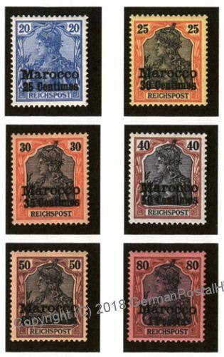 Germany 1903 Morocco Unissued Stamps Mi10II-15II CVEUR3000 Lantelme BPP Ce 88562