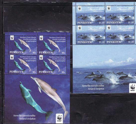 Penrhyn - Dolphins on Stamps - Set of 4 Sheets w/4 Stamps Each 16A-003