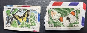 Stamp Middle East Lebanon 1965 Butterflies Air Mail sc #C431-432