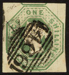 GREAT BRITAIN 5 1/- green embossed 1847 - VFU