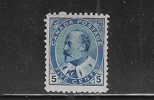 CANADA SCOTT #91 1903-08 EDWARD VII 5C (BLUE) - MINT LIGHT HINGED