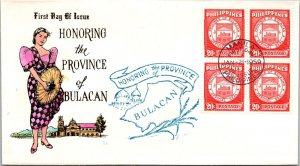 Philippines FDC 1959 - Bulacan Province - 4x20c Stamp - Block - F43432