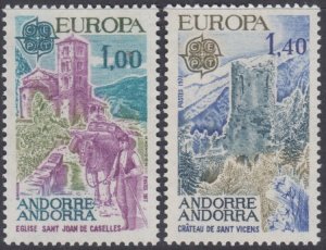 ANDORRA FRENCH ADMIN Sc# 254-5 CPL MNH 1977 EUROPA CASTLES