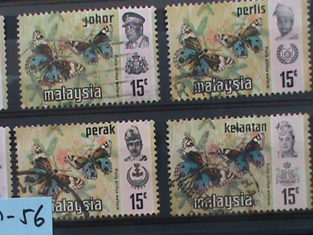 ​MALAYSIA-1965-VERY OLD LOVELY BUTTERFRIES USED 12 STAMPS-#M56 -VERY FINE