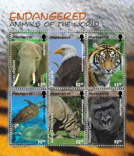 WD05/01/21-Montserrat - Endangered Animals 6 Stamp Sheet - MOT0809