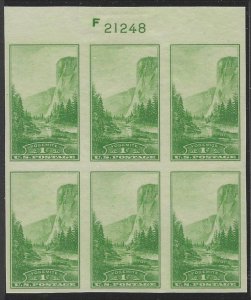US, Scott #756, 1¢ National Parks issue,  NGASI LH,  PB of 6, CV $4.25