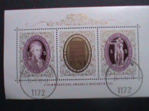 AUSTRIA-1991 SC#1553 WOLFGANG AMADEUS MOZART- COMPOSER CTO S/S SHEET VF