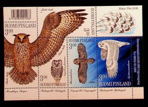 FINLAND Sc 1087 NH SOUVENIR SHEET OF 1998 - BIRDS - OWLS