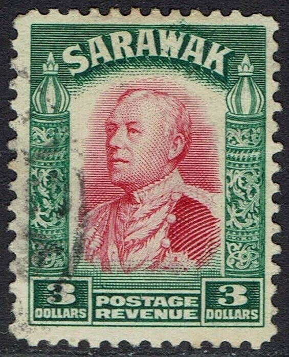 SARAWAK 1934 RAJA BROOKE $3 USED