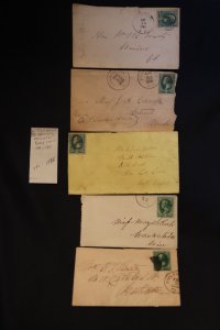 5 US covers fancy or specialty cancels on 158 or 184 (#1785)