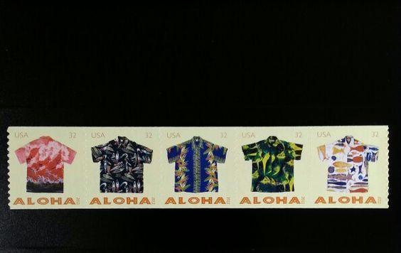 2012 32c Aloha Shirts Coils, Strip of 5 Scott 4597-4601 Mint F/VF NH