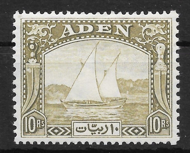 ADEN SG12 1937 10r OLIVE-GREEN DHOW MTD MINT*