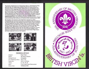 1982 British Virgin Islands Boy Scout 75th anniversary stamp announcement