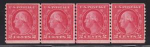 US Sc 492 MLH. 1917 2c Washington Joint Line Strip F-VF