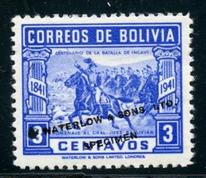 Bolivien Sc # 282 Cefilco 401 3 Centavos Farbe Beweis Wasserfluss & Sohn MNH Wie