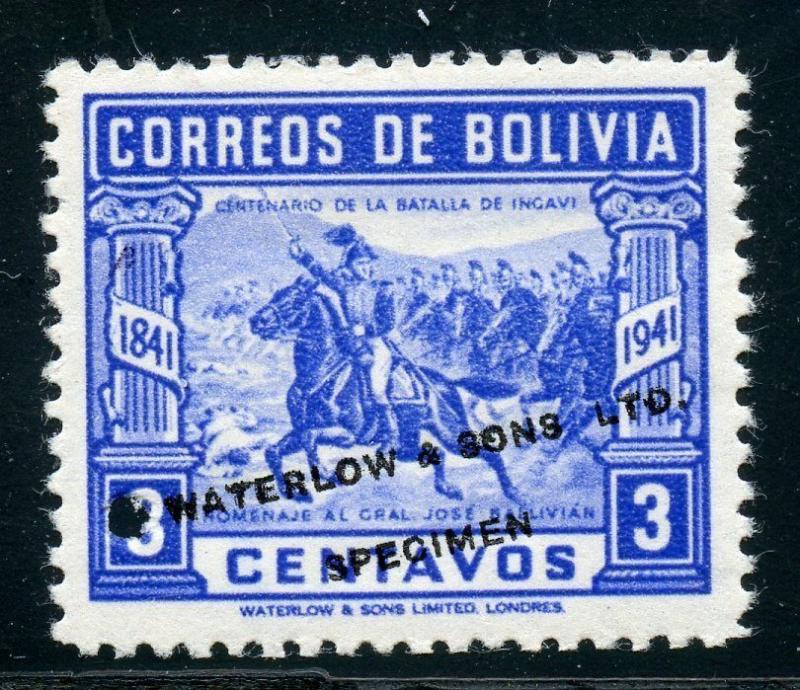 Bolivien Sc # 282 Cefilco 401 3 Centavos Farbe Beweis Wasserfluss & Sohn MNH Wie