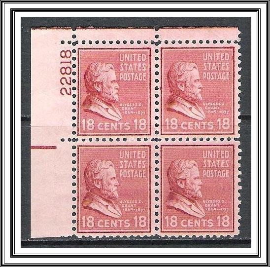 US Plate Block #823 Grant MH