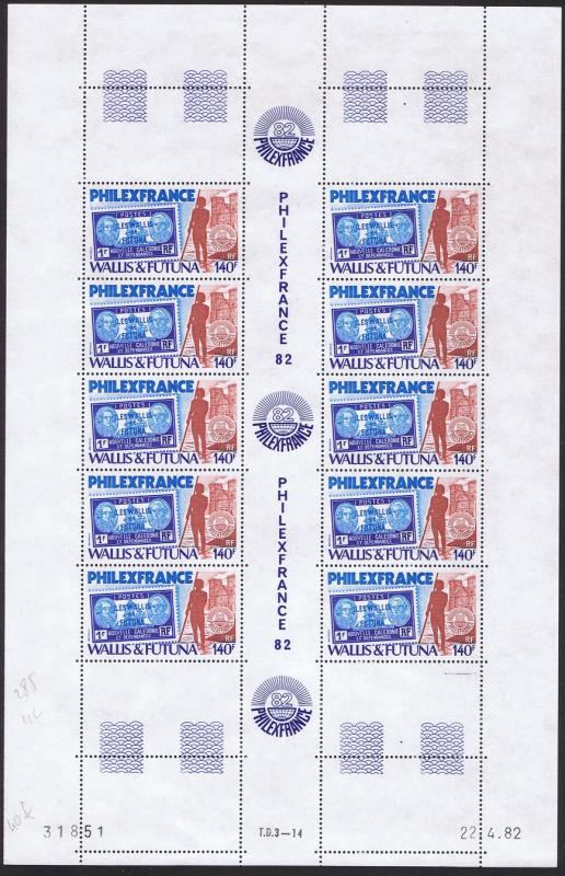 Wallis and Futuna 'Philexfrance 82' Stamp Exhibition Full Sheet PM SG#395 SC#282