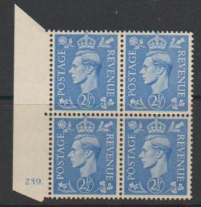 GB George VI  SG 489 UM _ Control none  Cyl 239 Dot 