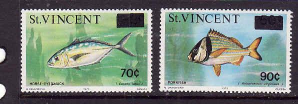 St Vincent-Sc#463-4-unused NH set-Fish-Marine Life-1976-