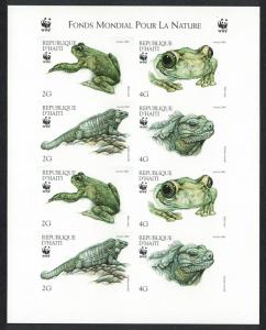 Haiti WWF Ground Iguana and Giant Tree-frog Imperforated Sheetlet of 2 sets