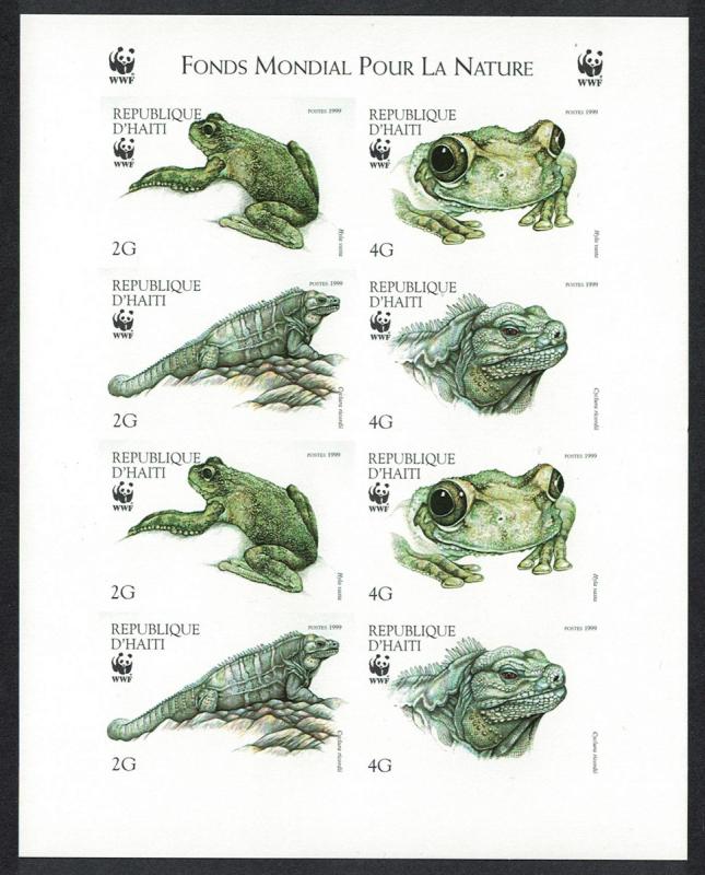 Haiti WWF Ground Iguana and Giant Tree-frog Imperforated Sheetlet of 2 sets