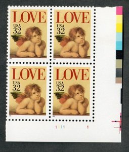 2957 Cherub Love MNH plate block - LR