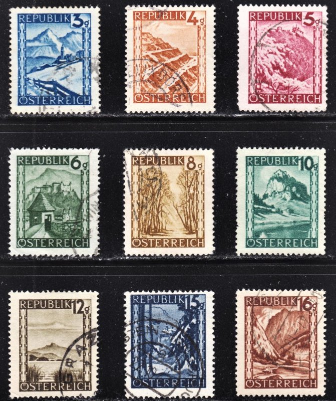 Austria Scott 455-63 F to VF used.