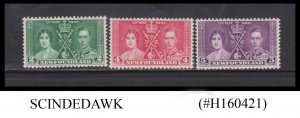 NEWFOUNDLAND - 1937 KGVI CORONATION - 3V - MINT NH