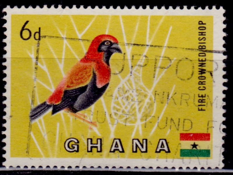 Ghana, 1959, Black Winged Red Bishop, 6p, used