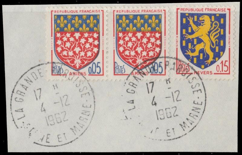 FRANCE 1962 CàD  LA GRANDE PAROISSE / SEINE ET MARNE  sur Yv.1352 (x2) & 1354