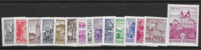 Austria 688-702  1962  set 15  VF NH