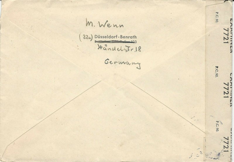 Germany, Scott #543 & 547 on 1947 British Censor Cover, Sent to Washington, D.C.