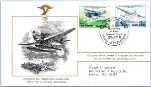 HISTORY OF AVIATION TOPICAL FIRST DAY COVER SERIES 1978 - BANGLADESH 80 AND 2.25