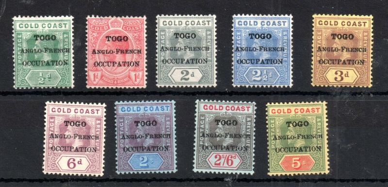 Togo 1916 Anglo French Overprint mint MH short set to 5/- WS14063