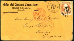 USAstamps Used FVF US 1861 Scott 71 On Cover to England +Cert