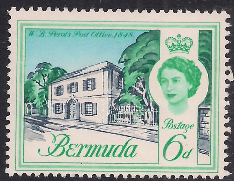 Bermuda 1962 - 68 QE2 6d Perots post office Umm SG 168 ( H1189 )