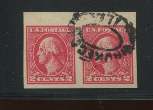 534B Washington Imperf Offset Used Top Margin Pair 2 Stamps with PF Cert HZ25A