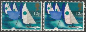 1975 Sailing 12p Missing Rose Pink (Sails) & Black (Rigging) Partially omitted 