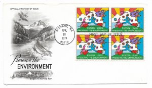 US 1527 10c Expo '74 Spokane World's Fair blk 4 on FDC Artcraft Cachet ECV$10.00