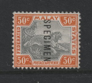 Malaya Federated States a 50 tiger with specimen overprint