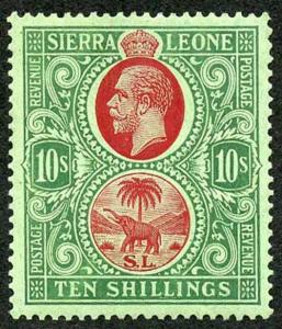 Sierra Leone SG146 1921 10/- wmk Mult Script CA M/Mint