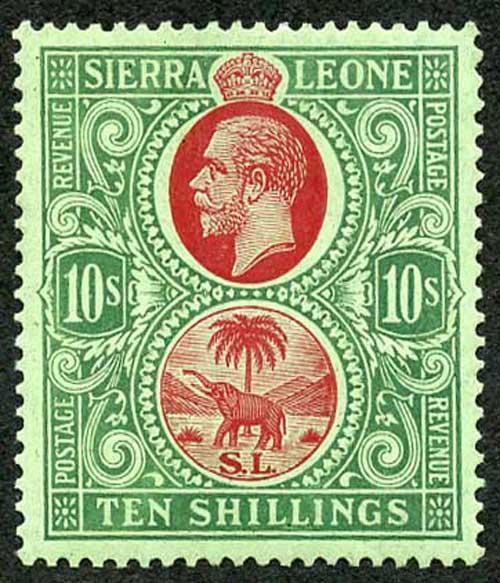 Sierra Leone SG146 1921 10/- wmk Mult Script CA M/Mint