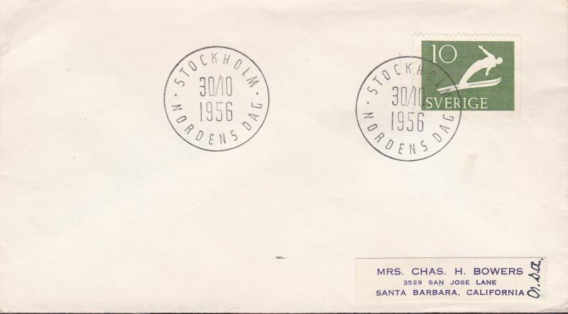 Sweden 1956 Special Cancel. Stockholm,Norden Dag EUROPA/Cept Forrunner to USA.