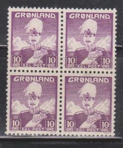 GREENLAND Scott # 4 Block 2MNH & 2 MH - King Christian X