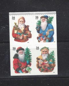 US Scott # 3537a - 3540a / Block of 4 Christmas Santa Convert DS Pane
