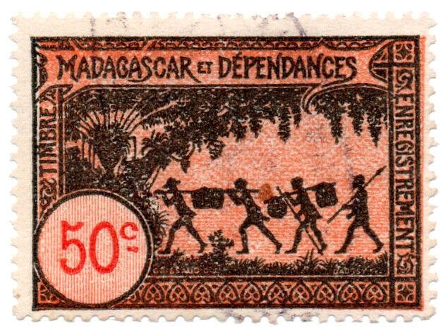 (I.B) France Colonial Revenue : Madagascar Duty 50c