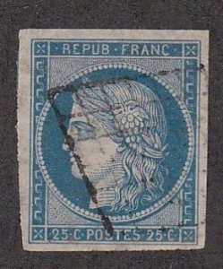 France # 6, Ceres,  Light Blue Color, Used, 13 Cat