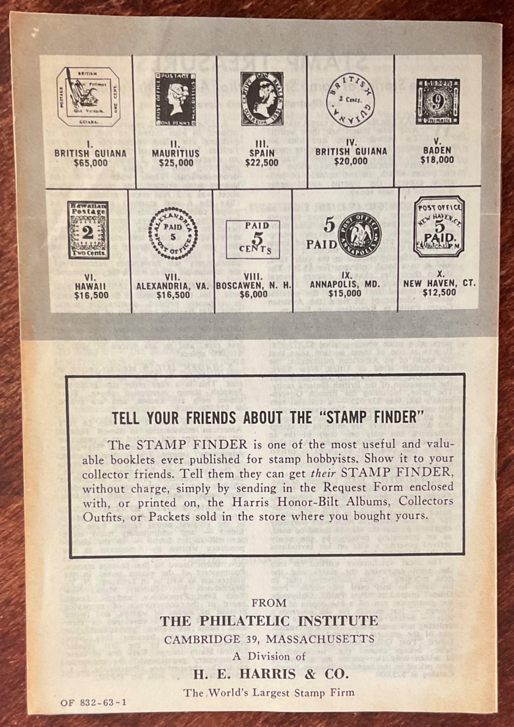 The Stamp Finder Handbook H E Harris 1963 Edition Used Toned Edges MD
